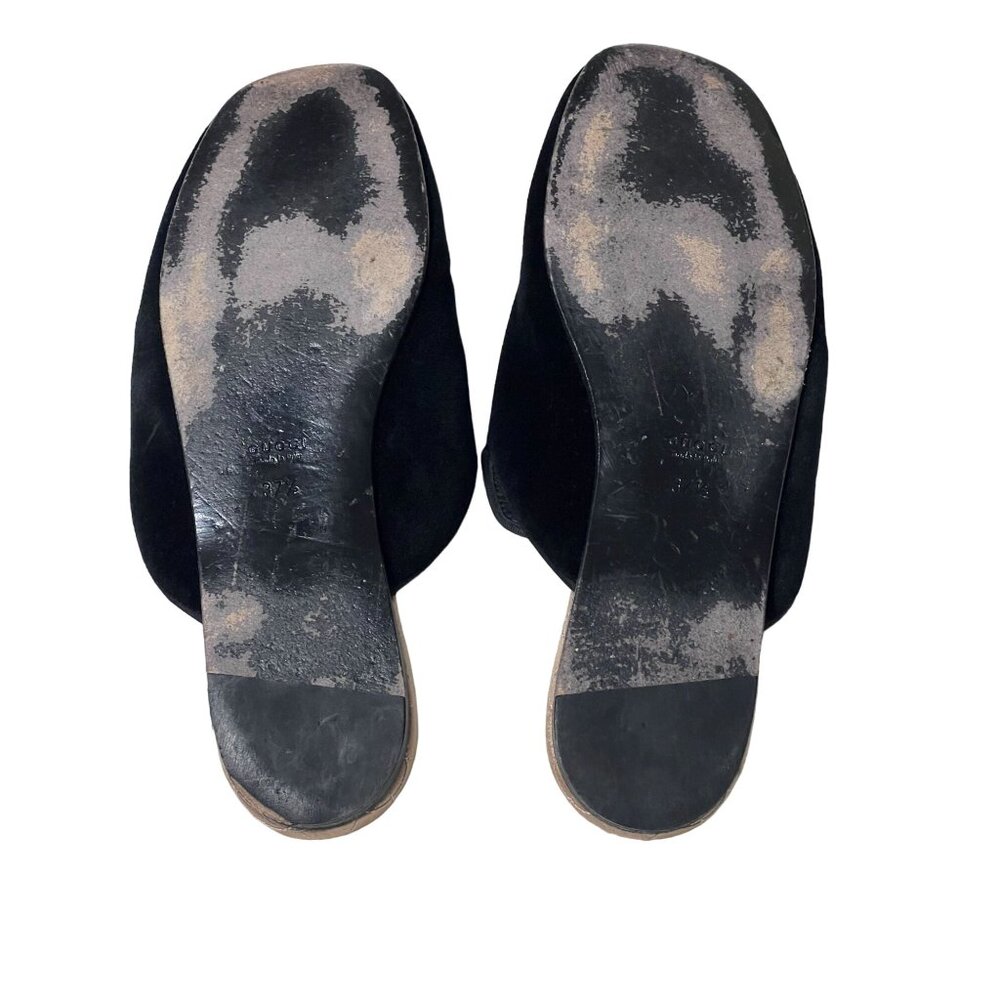 GUCCI Lawrence Princetown Slides Mules Snake Black Velvet Women's Size 37.5 Exce - Picture 3 of 12